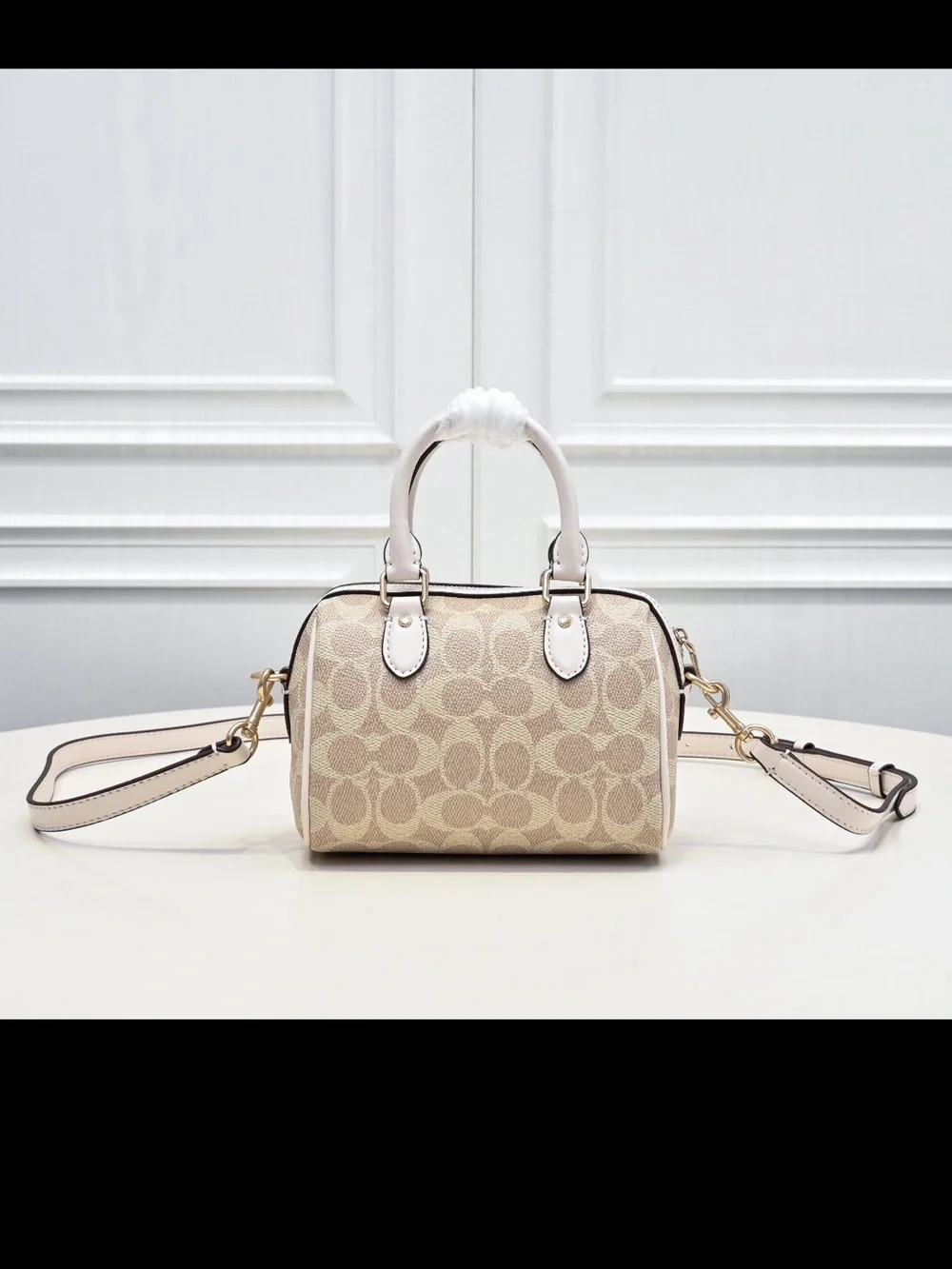 Coach Mini Satchel in Blush Pink and White Trim